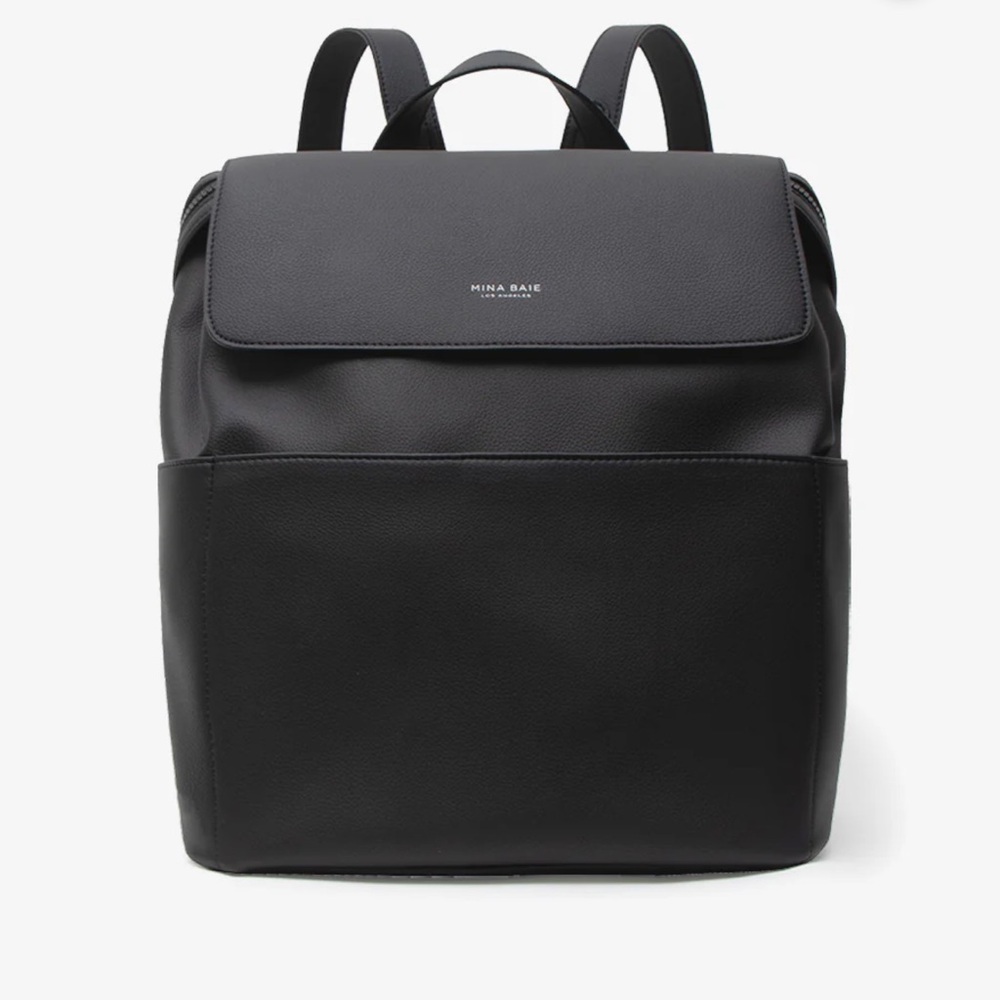 Mina Baie Black Vegan Leather Backpack